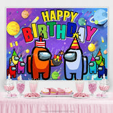Lofaris Among Cartoon In Space Bomb Happy Birthday Backdrop